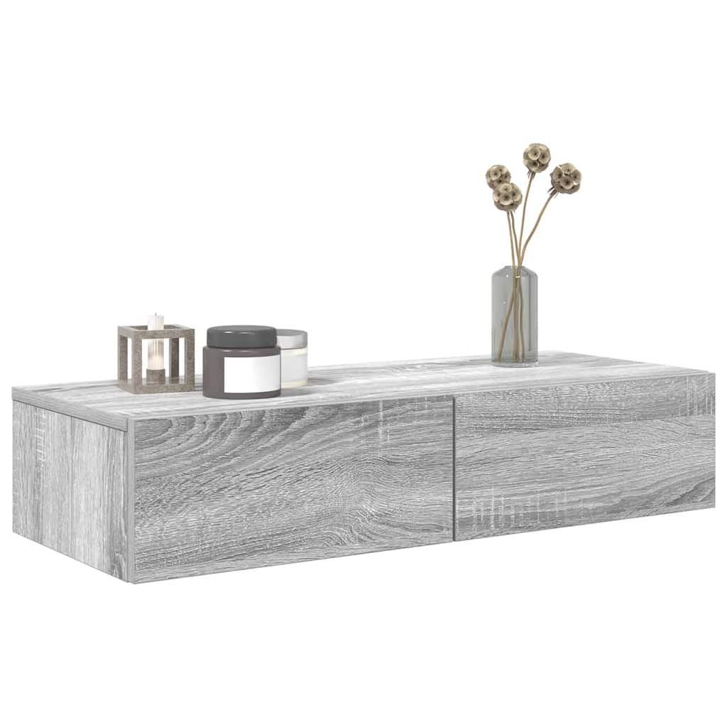 Falipolc fiókokkal szürke sonoma 80x33x17 cm műszaki fa