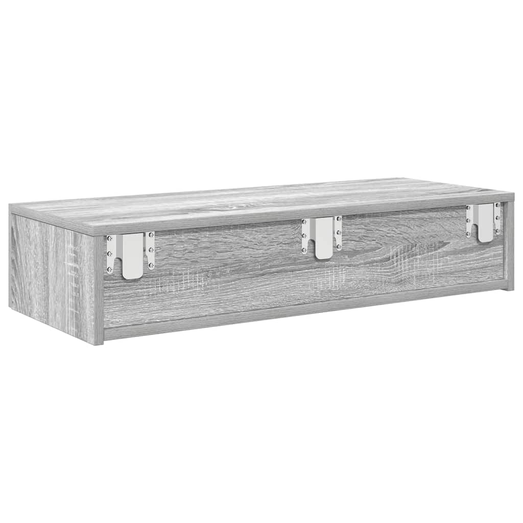 Falipolc fiókokkal szürke sonoma 80x33x17 cm műszaki fa