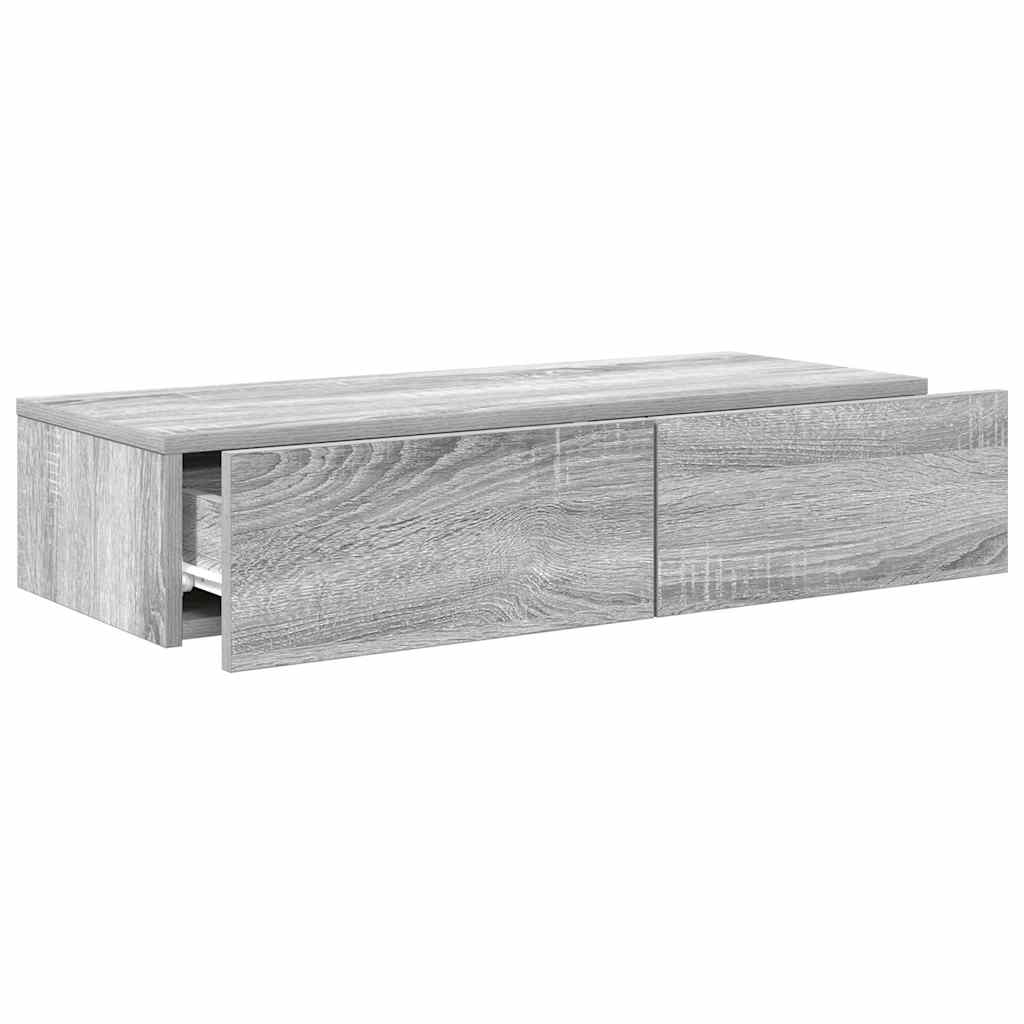 Falipolc fiókokkal szürke sonoma 80x33x17 cm műszaki fa