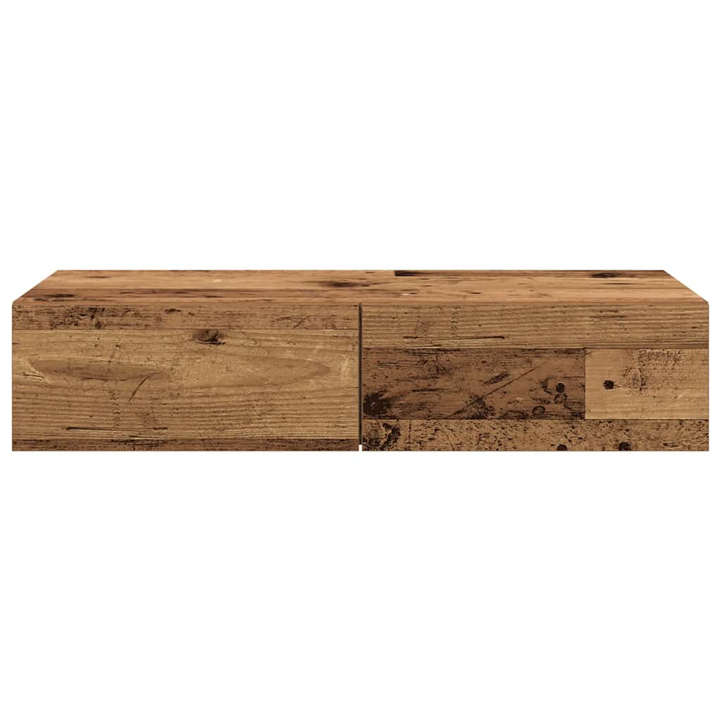 Falipolc fiókokkal régi fa 80x33x17 cm műszaki fa