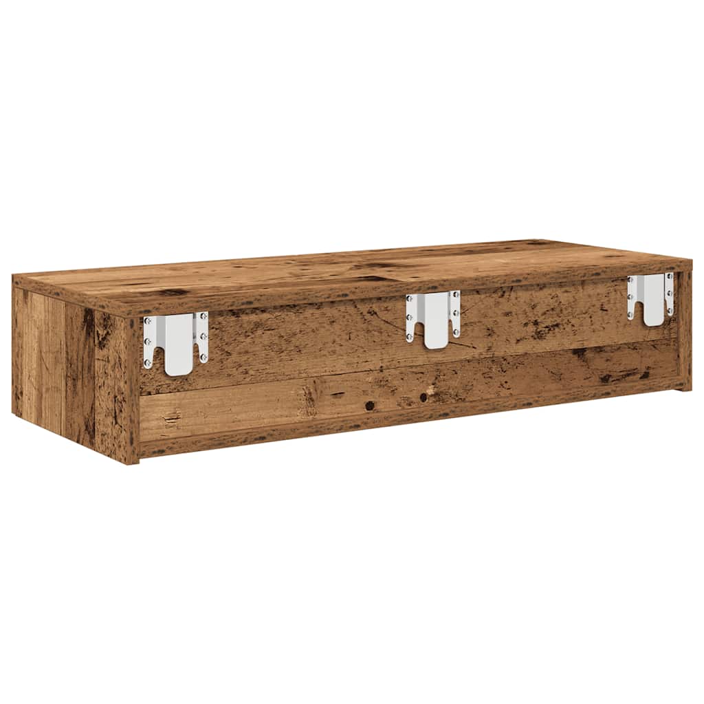 Falipolc fiókokkal régi fa 80x33x17 cm műszaki fa