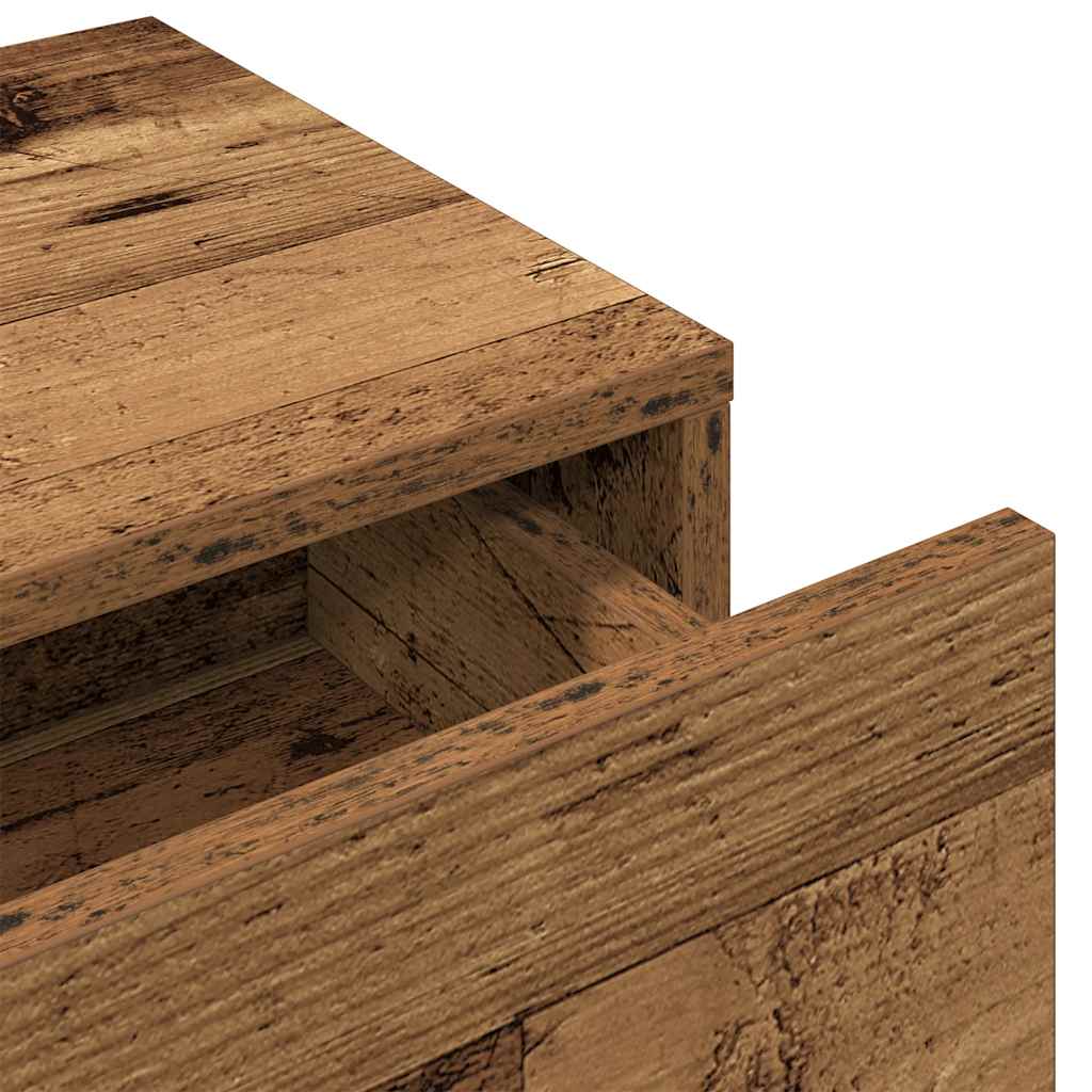 Falipolc fiókokkal régi fa 80x33x17 cm műszaki fa