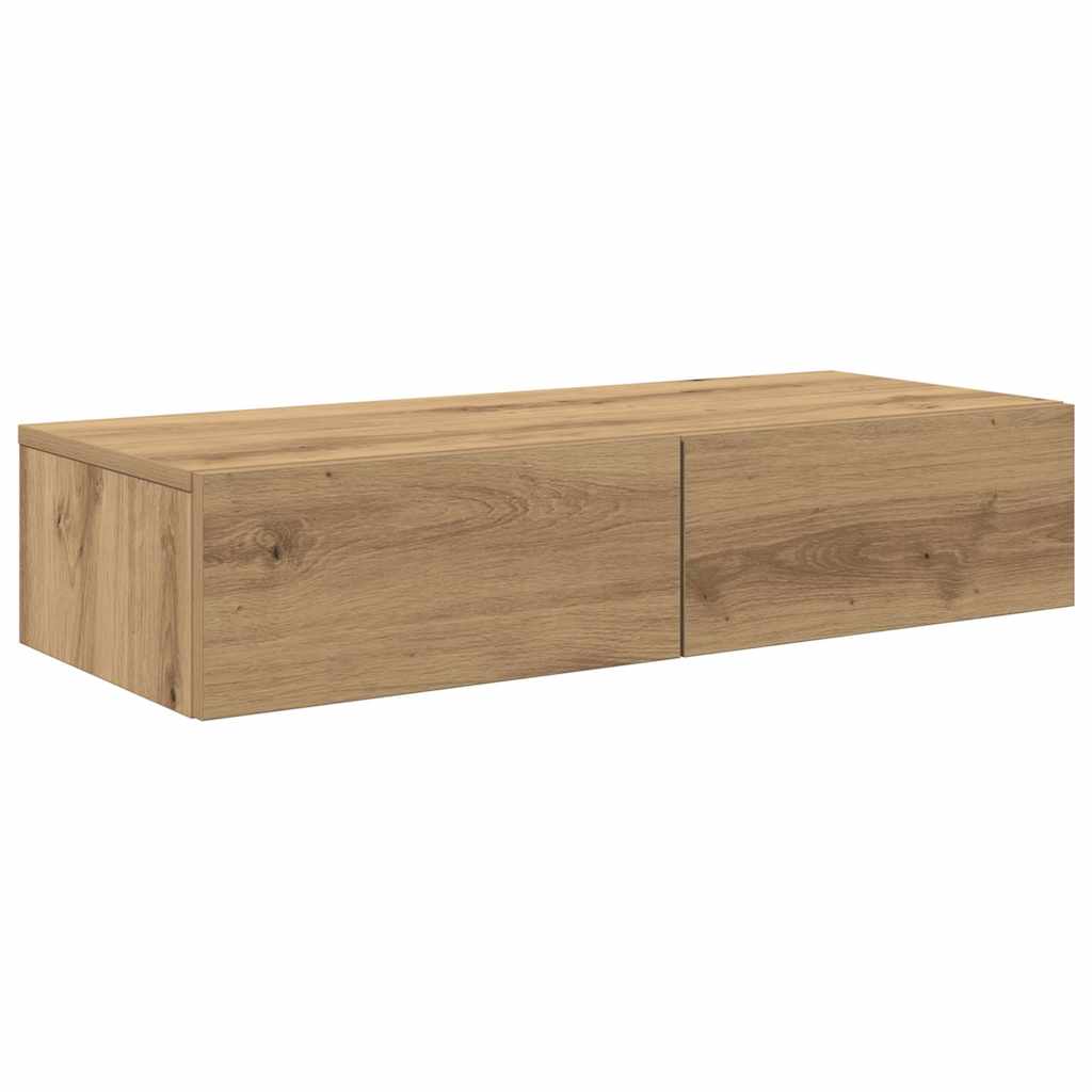 Falipolc fiókokkal artisian tölgy 80x33x17 cm műszaki fa