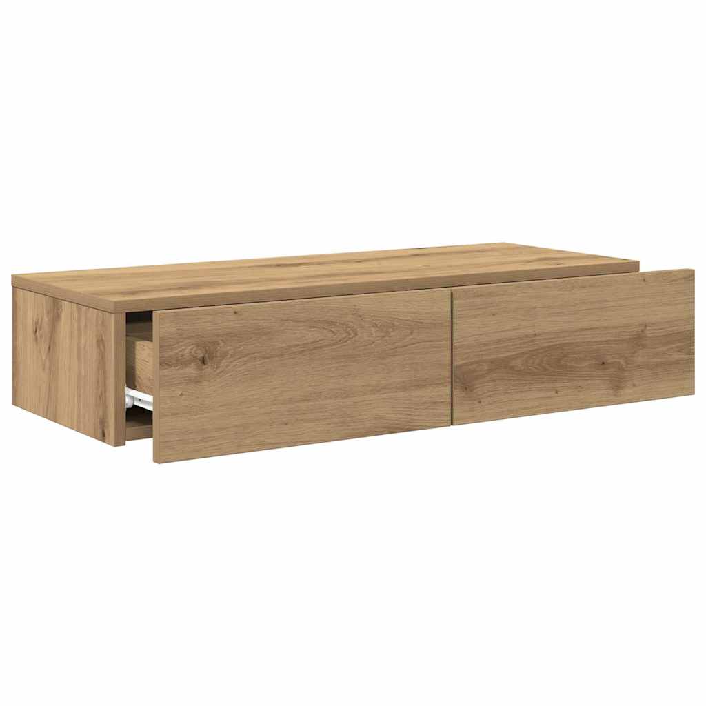 Falipolc fiókokkal artisian tölgy 80x33x17 cm műszaki fa