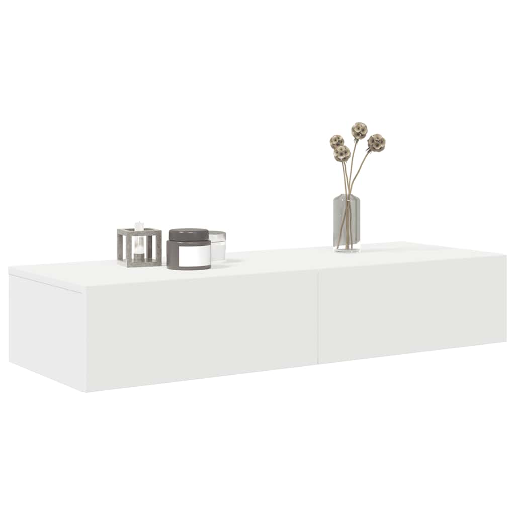 Falipolc fiókokkal fehér 100x36x19 cm műszaki fa