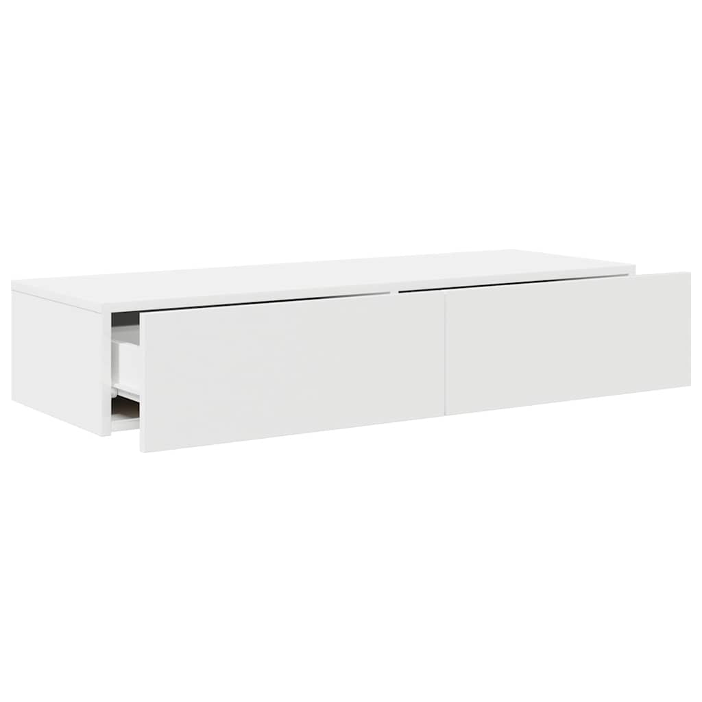Falipolc fiókokkal fehér 100x36x19 cm műszaki fa