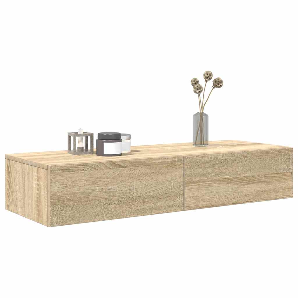 Falipolc fiókokkal sonoma tölgy 100x36x19 cm műszaki fa