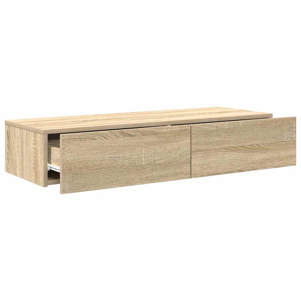 Falipolc fiókokkal sonoma tölgy 100x36x19 cm műszaki fa