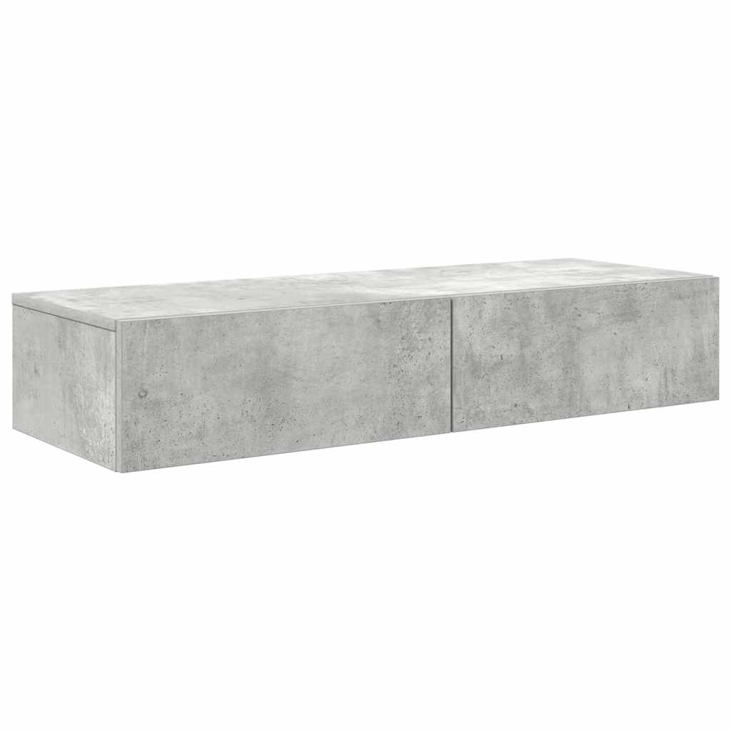 Falipolc fiókokkal betonszürke 100x36x19 cm műszaki fa