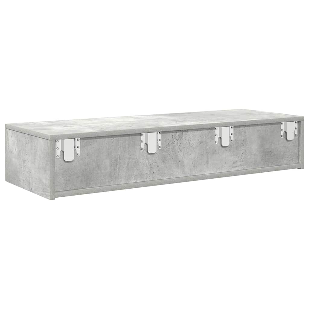 Falipolc fiókokkal betonszürke 100x36x19 cm műszaki fa