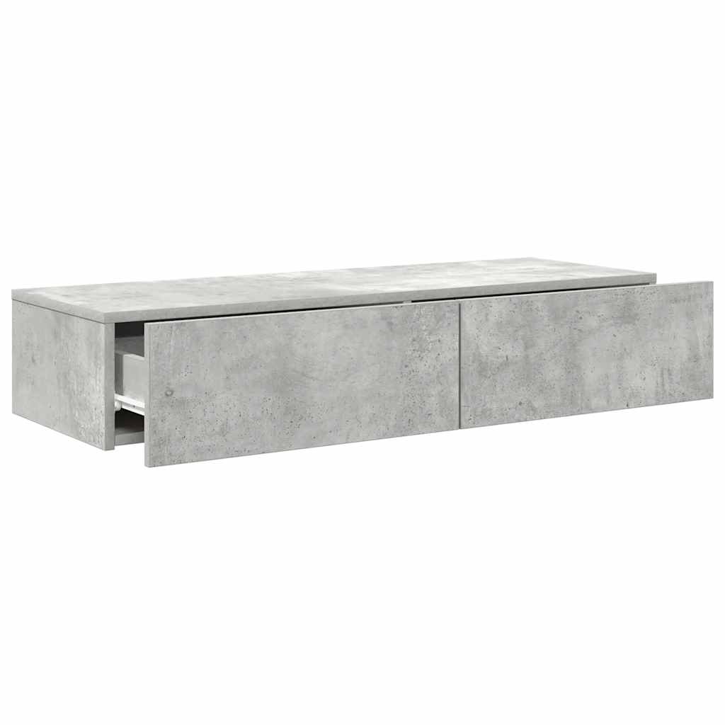 Falipolc fiókokkal betonszürke 100x36x19 cm műszaki fa