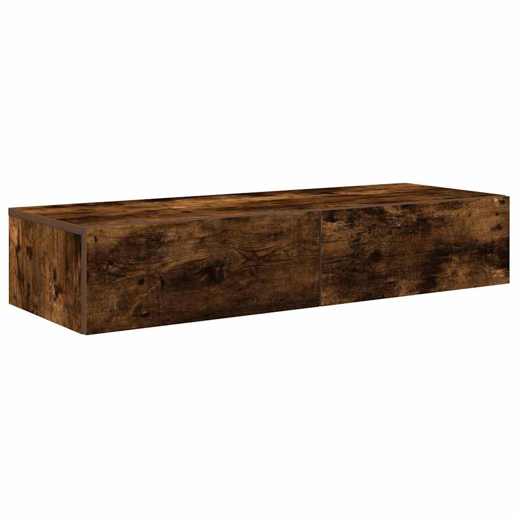 Falipolc fiókokkal füstölt tölgy 100x36x19 cm műszaki fa