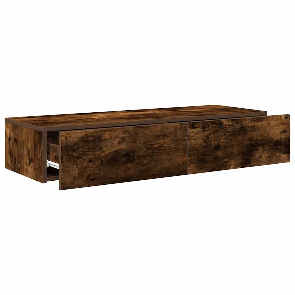 Falipolc fiókokkal füstölt tölgy 100x36x19 cm műszaki fa