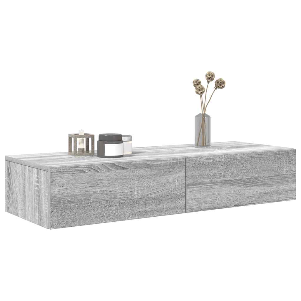 Falipolc fiókokkal szürke sonoma 100x36x19 cm műszaki fa