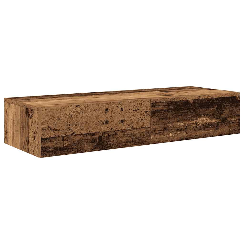 Falipolc fiókokkal régi fa 100x36x19 cm műszaki fa
