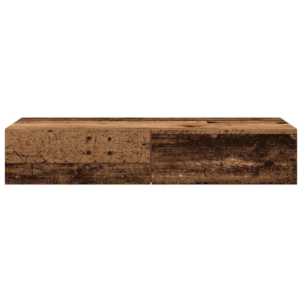 Falipolc fiókokkal régi fa 100x36x19 cm műszaki fa