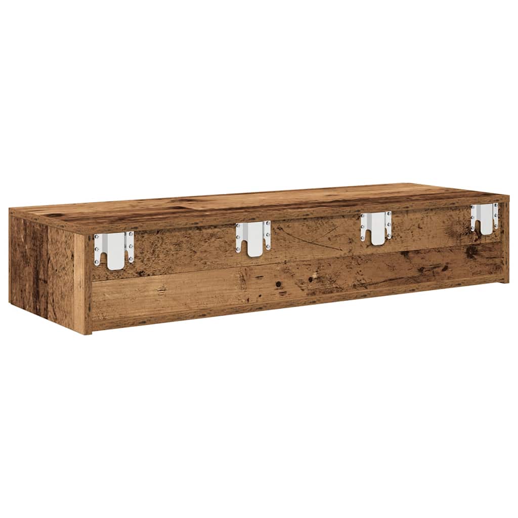 Falipolc fiókokkal régi fa 100x36x19 cm műszaki fa