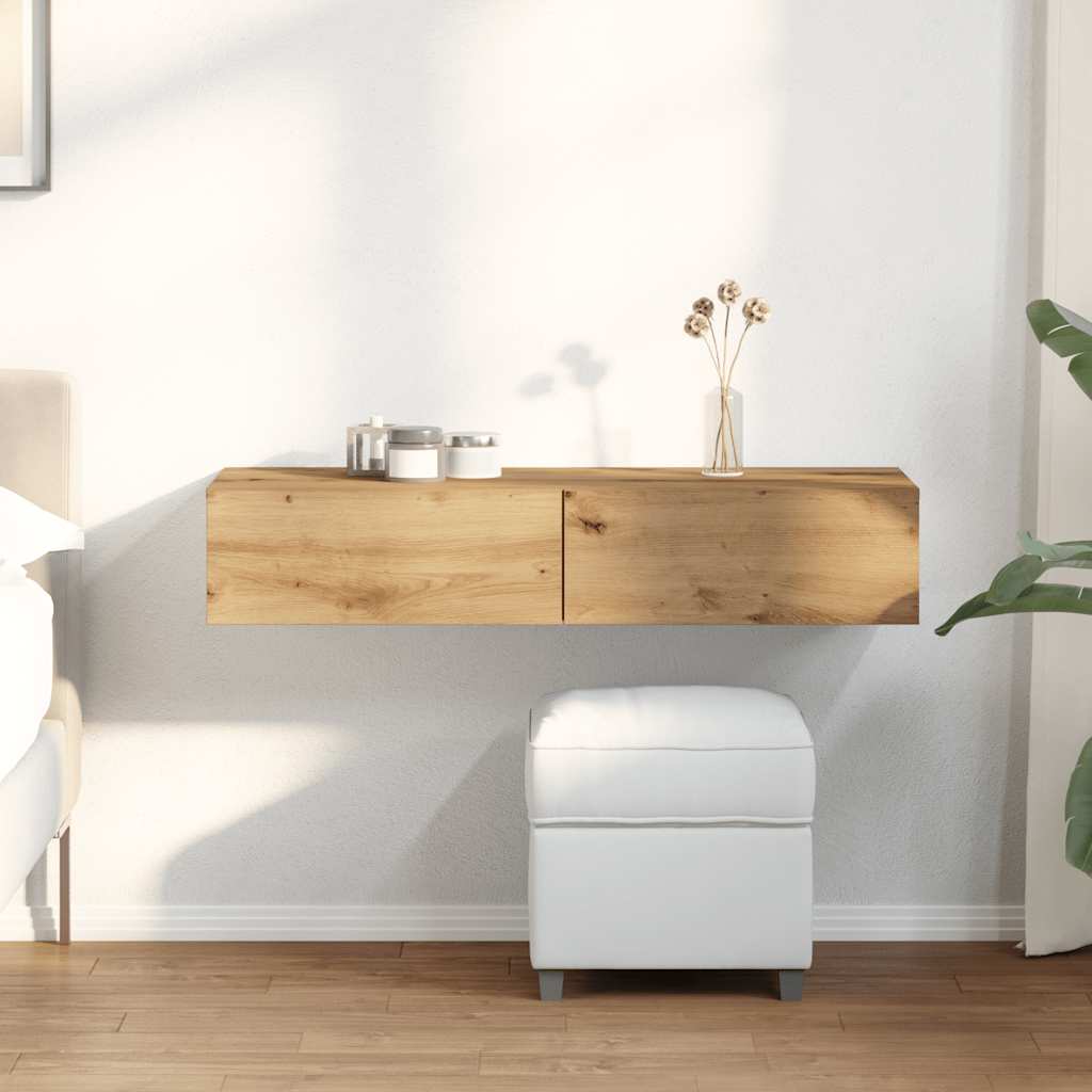 Falipolc fiókokkal artisian tölgy 100x36x19 cm műszaki fa