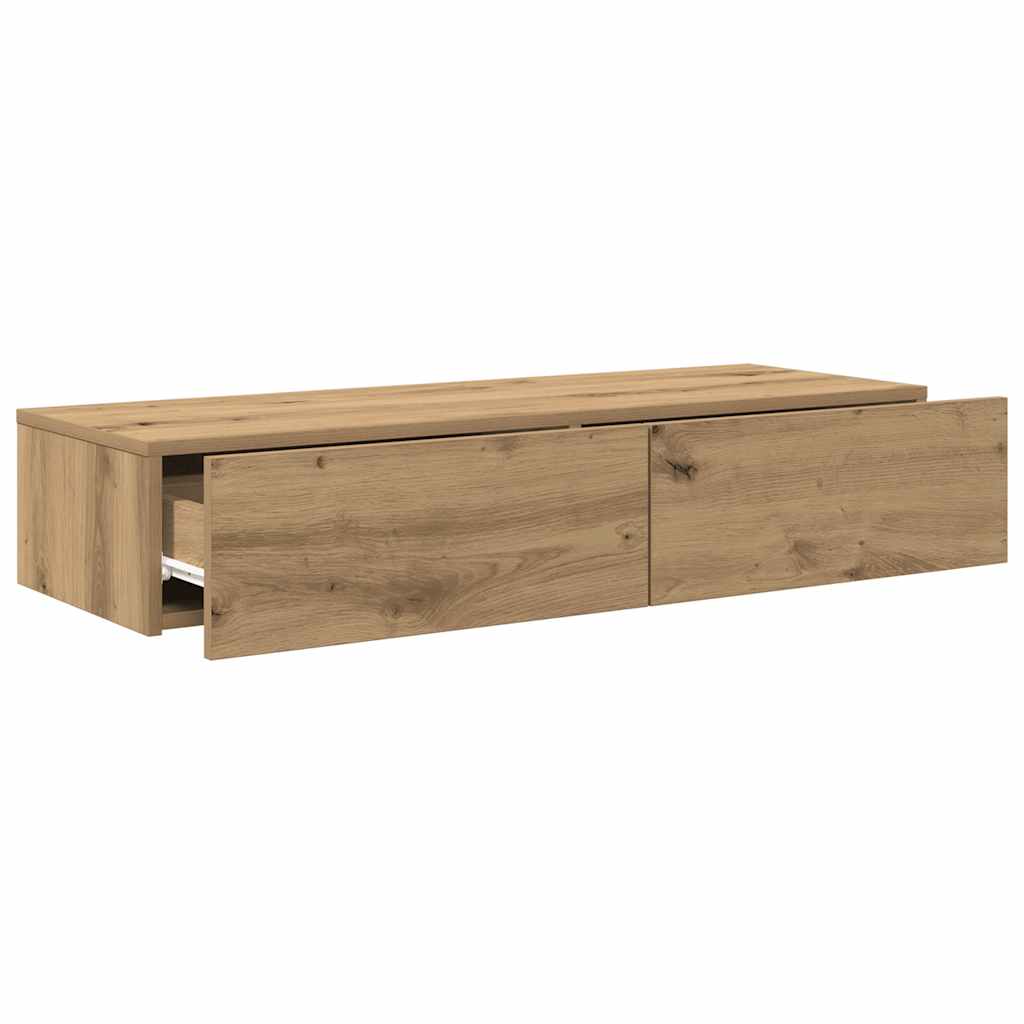 Falipolc fiókokkal artisian tölgy 100x36x19 cm műszaki fa