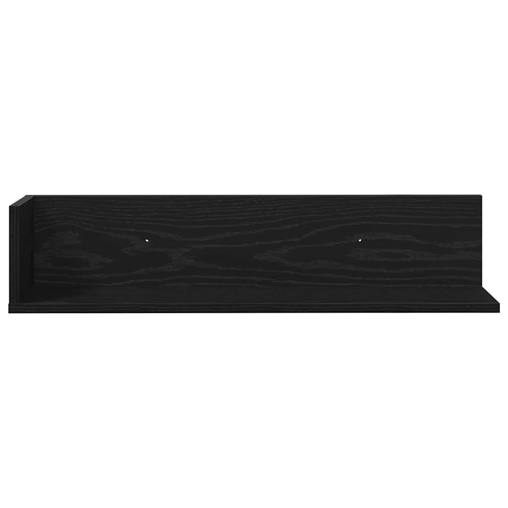 2 db fekete szerelt fa fali polc 75 x 16,5 x 16,5 cm
