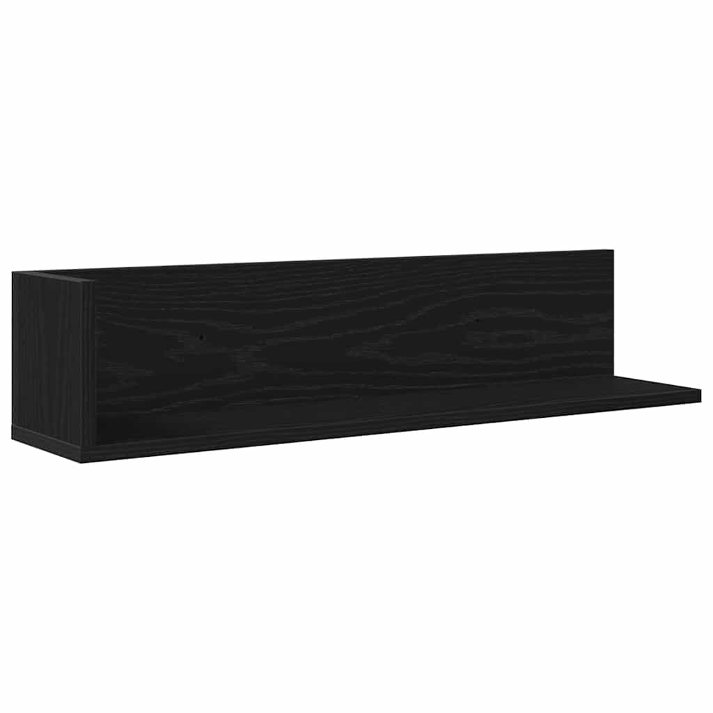 2 db fekete szerelt fa fali polc 75 x 16,5 x 16,5 cm