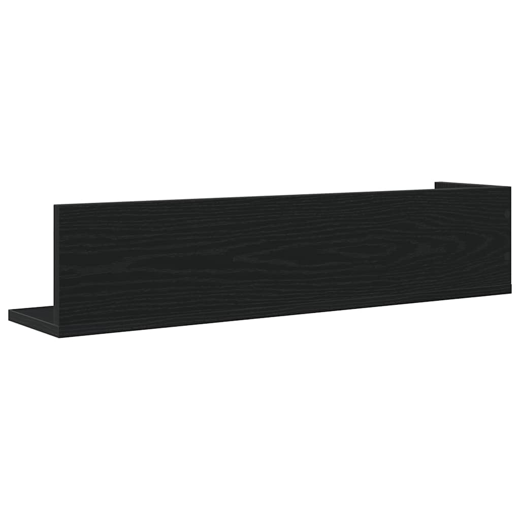 2 db fekete szerelt fa fali polc 75 x 16,5 x 16,5 cm