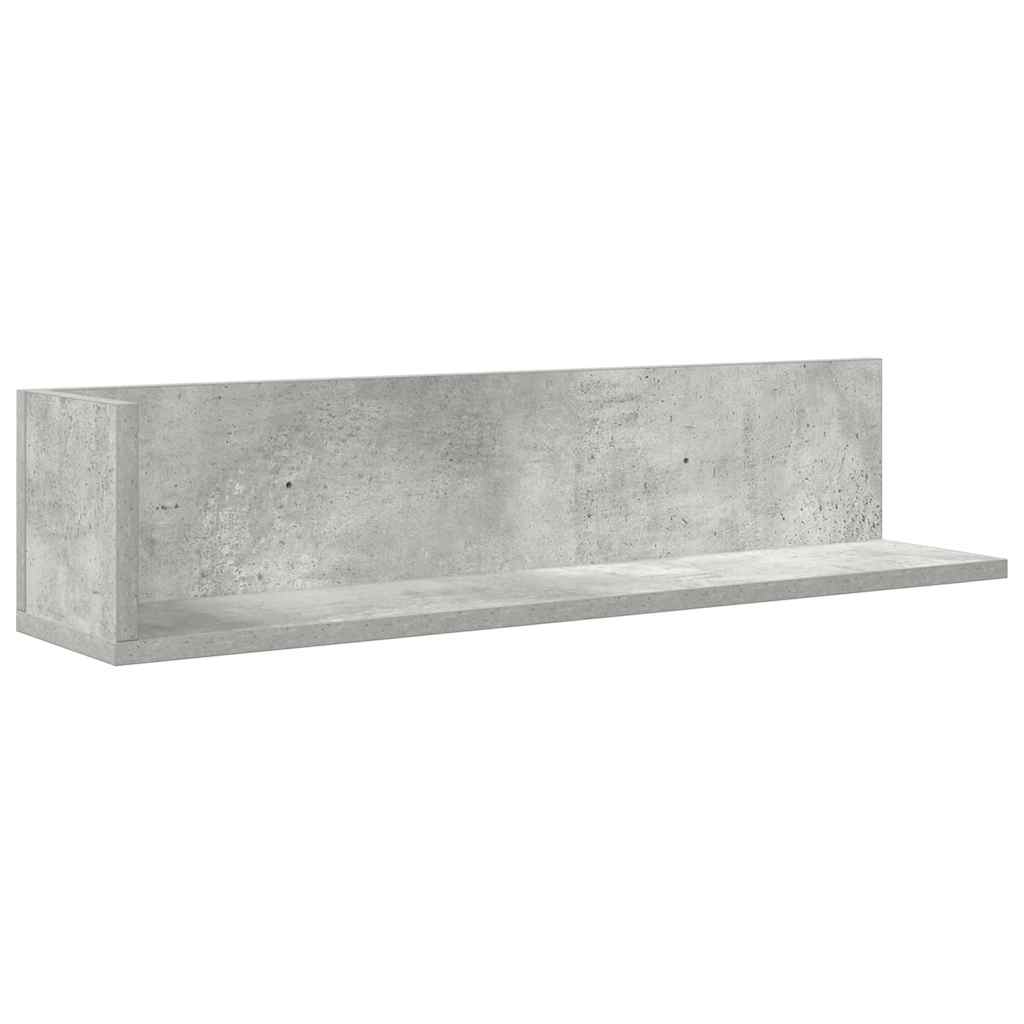 2 db betonszürke szerelt fa fali polc 75 x 16,5 x 16,5 cm