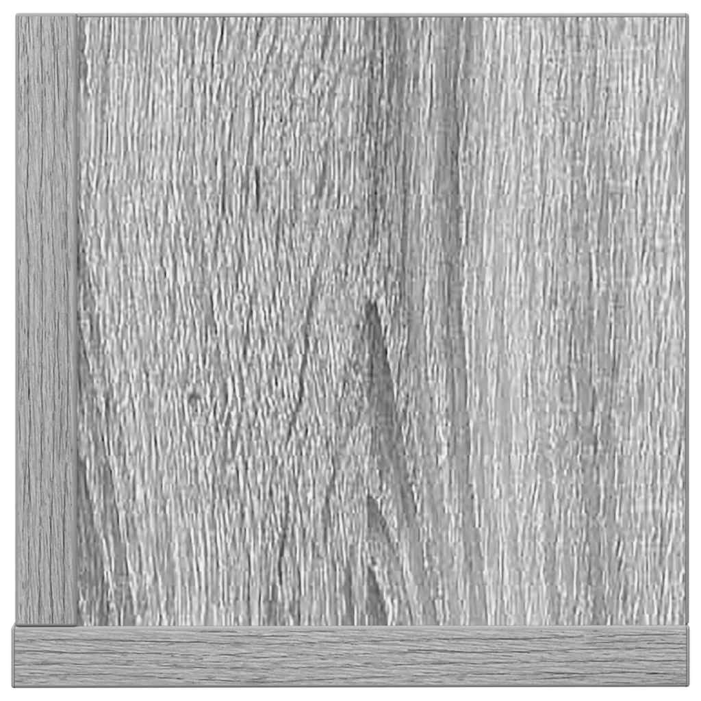 2 db szürke sonoma színű szerelt fa fali polc 75x16,5x16,5 cm
