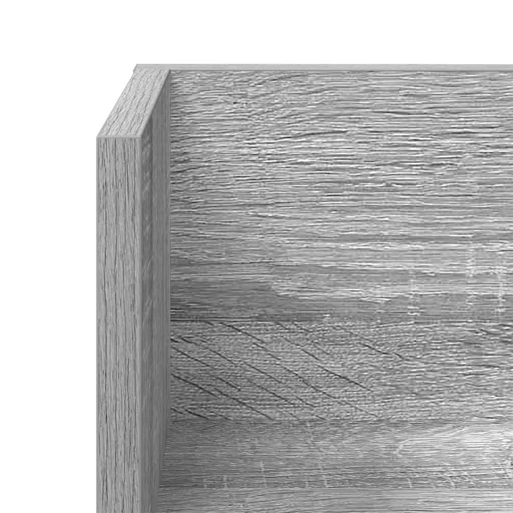 2 db szürke sonoma színű szerelt fa fali polc 75x16,5x16,5 cm