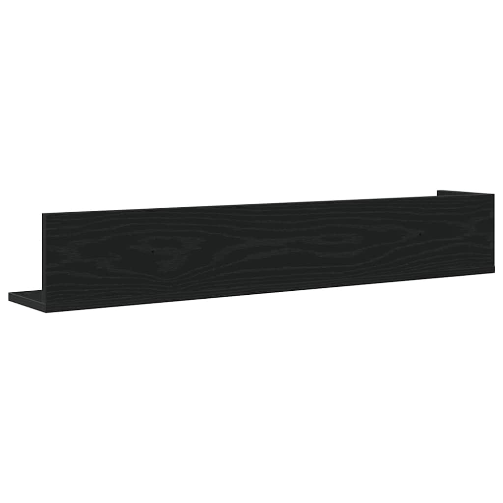 2 db fekete szerelt fa fali polc 100 x 16,5 x 16,5 cm