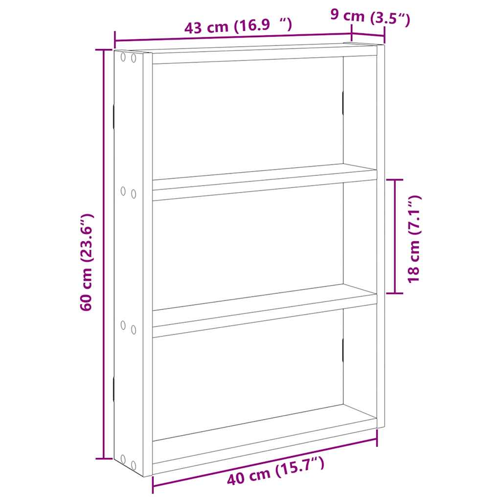 fekete szerelt fa fali polc 43 x 9 x 60 cm