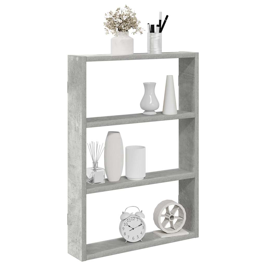 betonszürke szerelt fa fali polc 43 x 9 x 60 cm