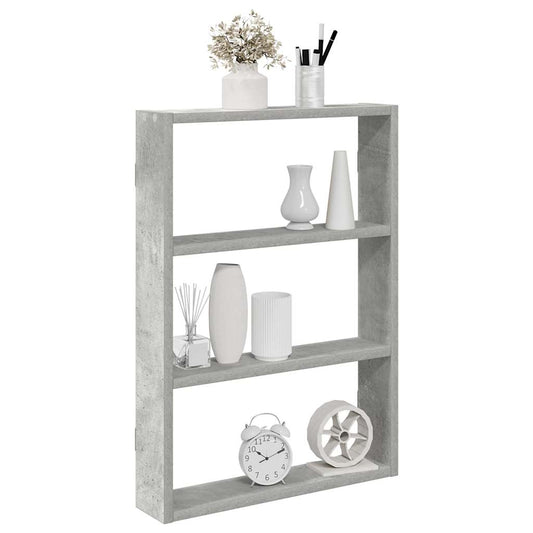 betonszürke szerelt fa fali polc 43 x 9 x 60 cm