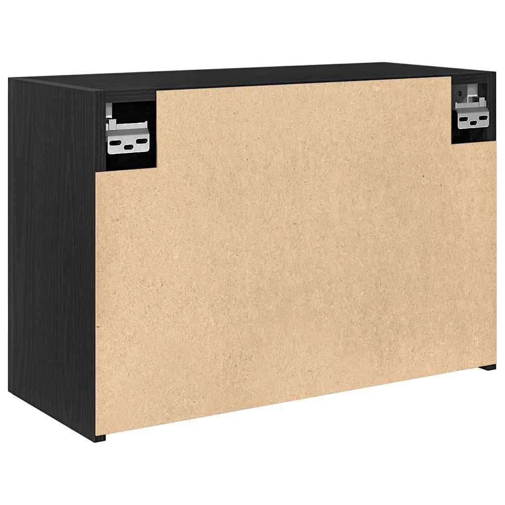 fekete szerelt fa fali fürdőszobaszekrény 60x25x40 cm