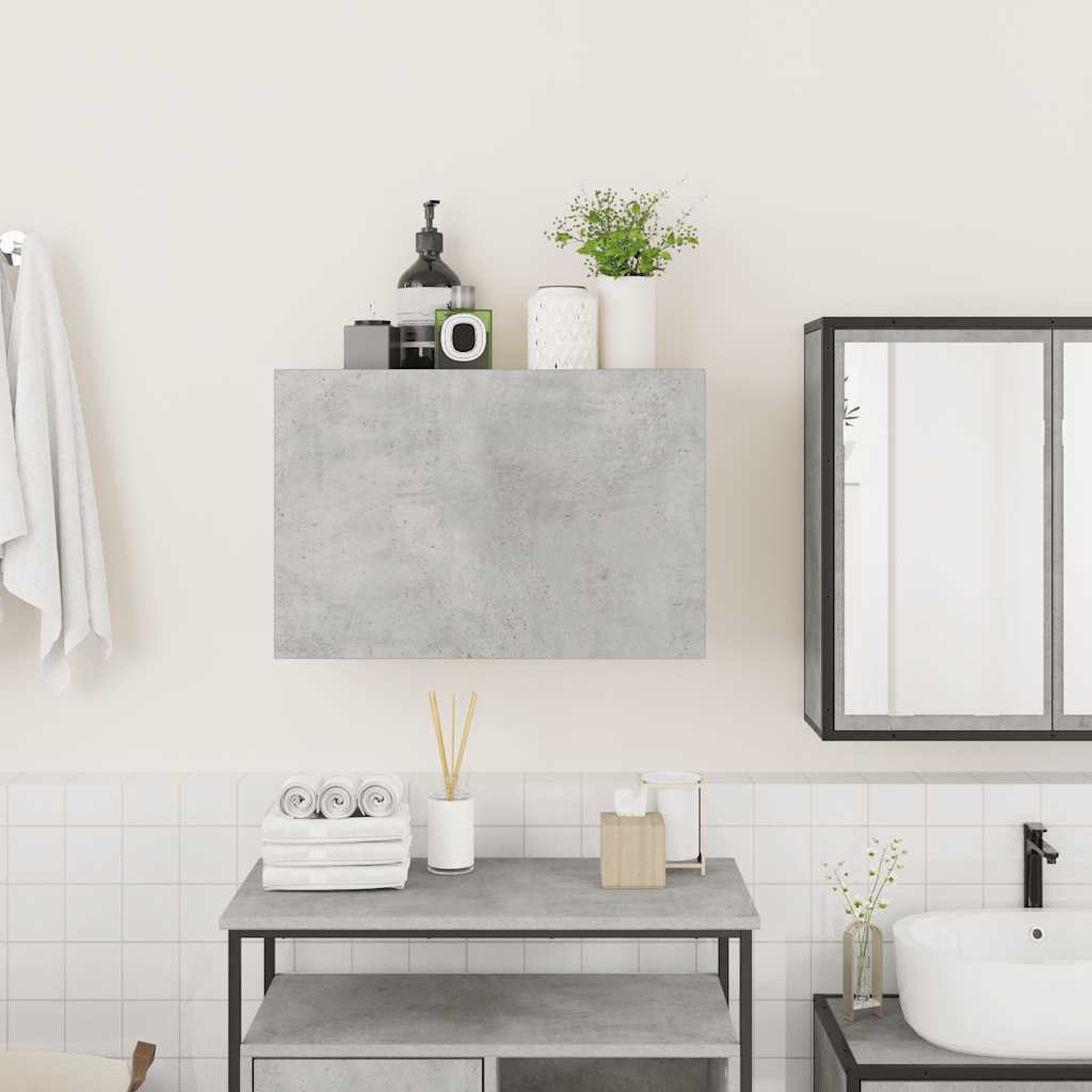 betonszürke szerelt fa fali fürdőszobaszekrény 60 x 25 x 40 cm