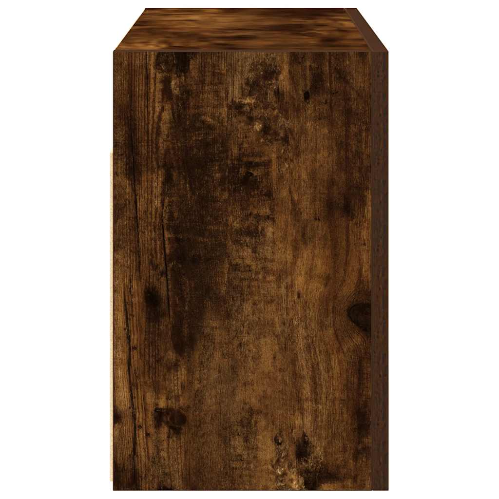füstös tölgyszínű szerelt fa fali fürdőszobaszekrény 60x25x40cm