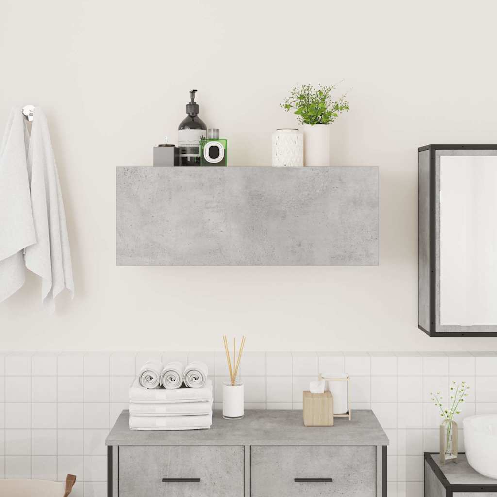 betonszürke szerelt fa fali fürdőszobaszekrény 80 x 25 x 30 cm