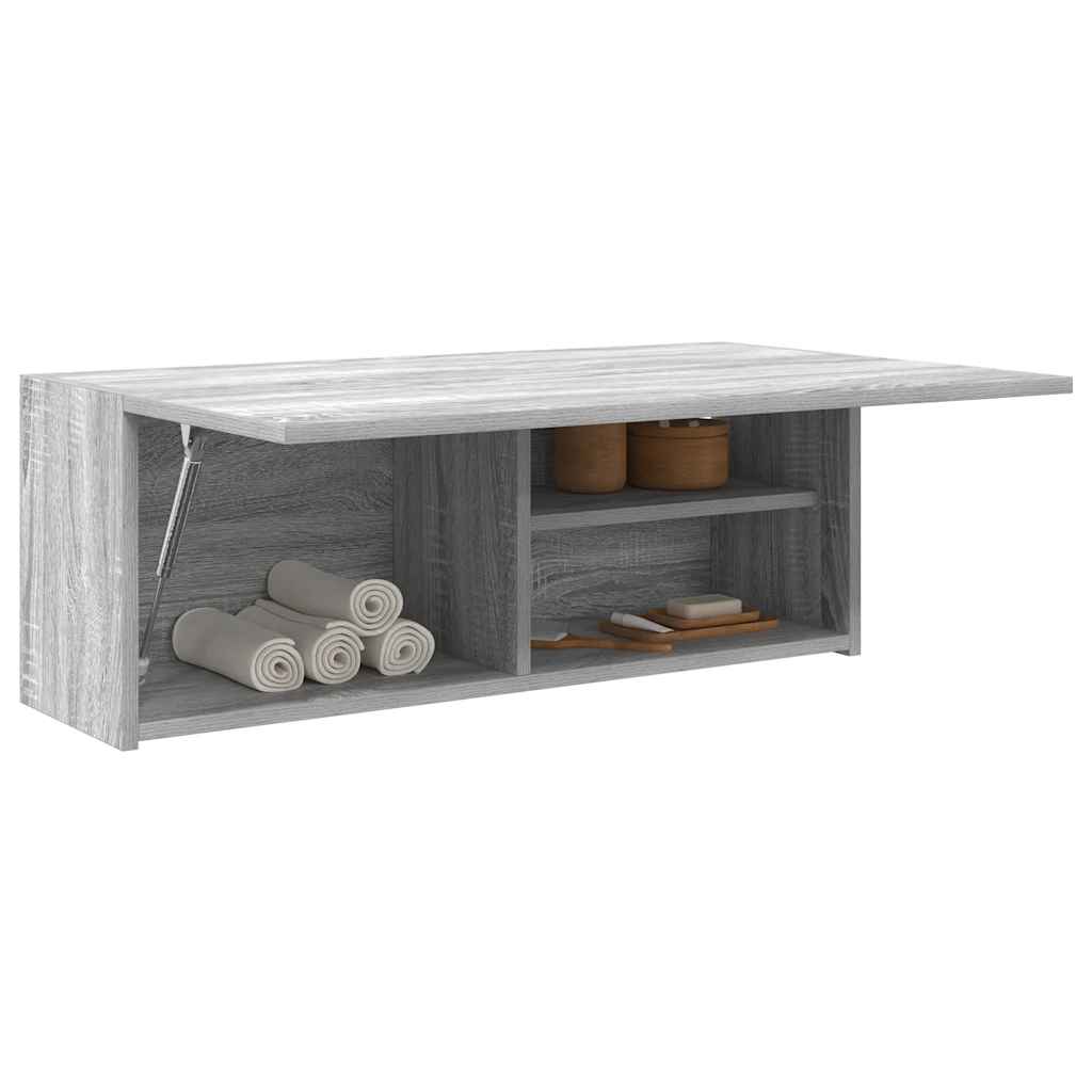 szürke sonoma szerelt fa fali fürdőszobaszekrény 80x25x30 cm