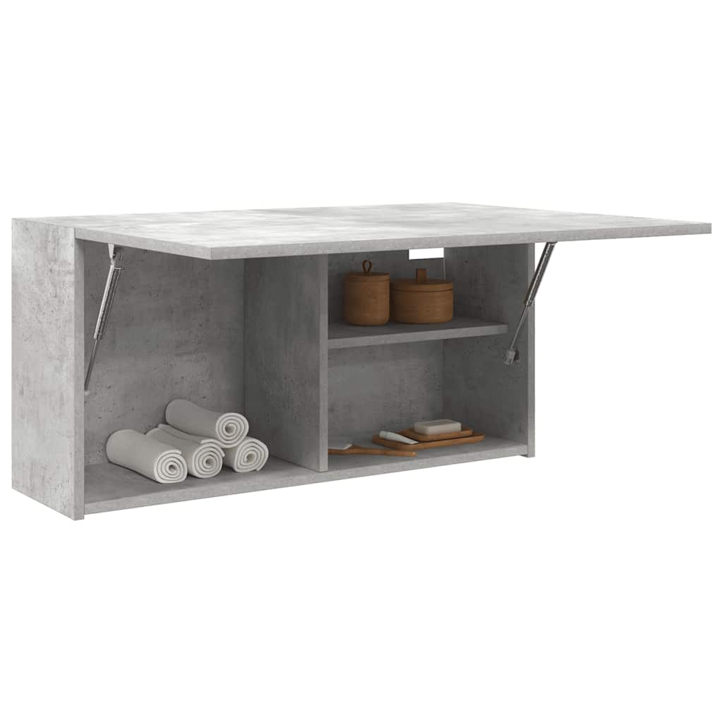 betonszürke szerelt fa fali fürdőszobaszekrény 80 x 25 x 40 cm
