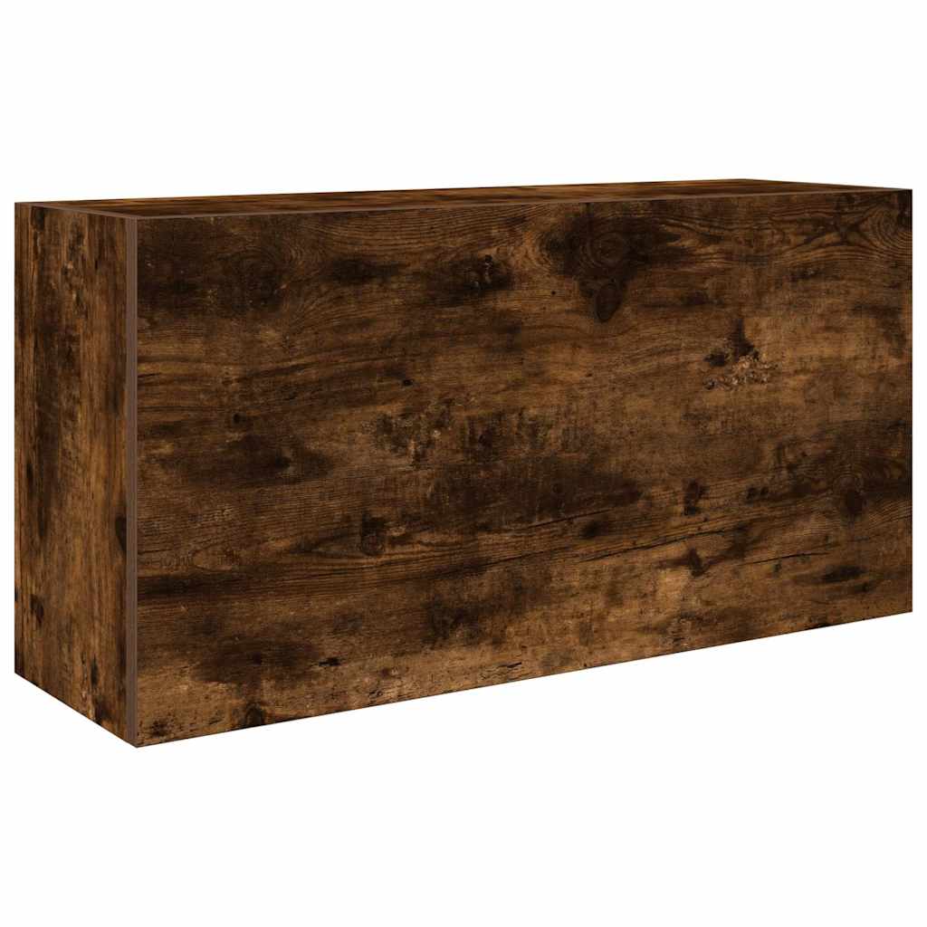füstös tölgyszínű szerelt fa fali fürdőszobaszekrény 80x25x40cm