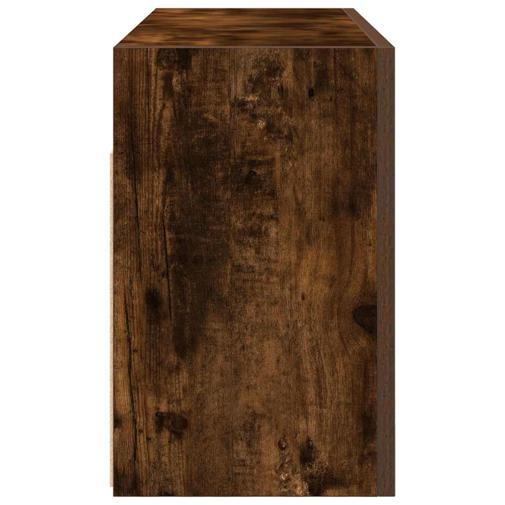 füstös tölgyszínű szerelt fa fali fürdőszobaszekrény 80x25x40cm