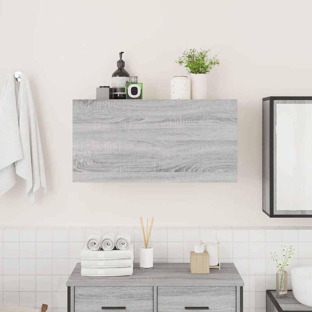szürke sonoma szerelt fa fali fürdőszobaszekrény 80x25x40 cm