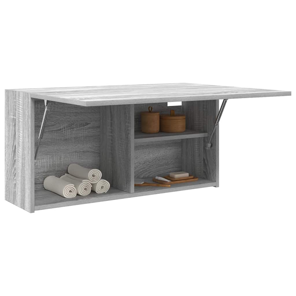 szürke sonoma szerelt fa fali fürdőszobaszekrény 80x25x40 cm