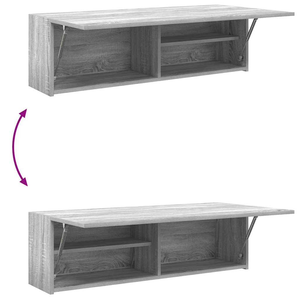 szürke sonoma szerelt fa fali fürdőszobaszekrény 100x25x30 cm