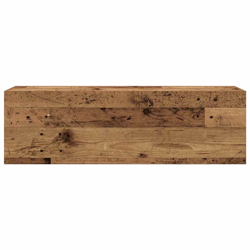 antik fa színű szerelt fa fali fürdőszobaszekrény 100x25x30 cm