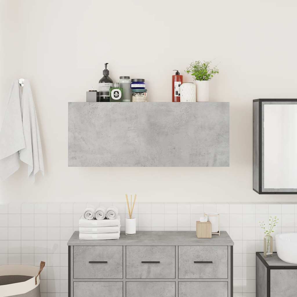 betonszürke szerelt fa fali fürdőszobaszekrény 100 x 25 x 40 cm