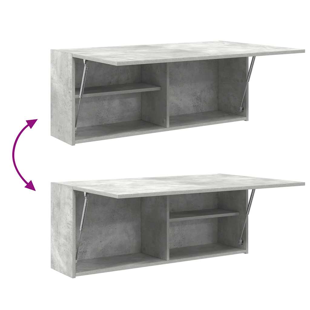 betonszürke szerelt fa fali fürdőszobaszekrény 100 x 25 x 40 cm
