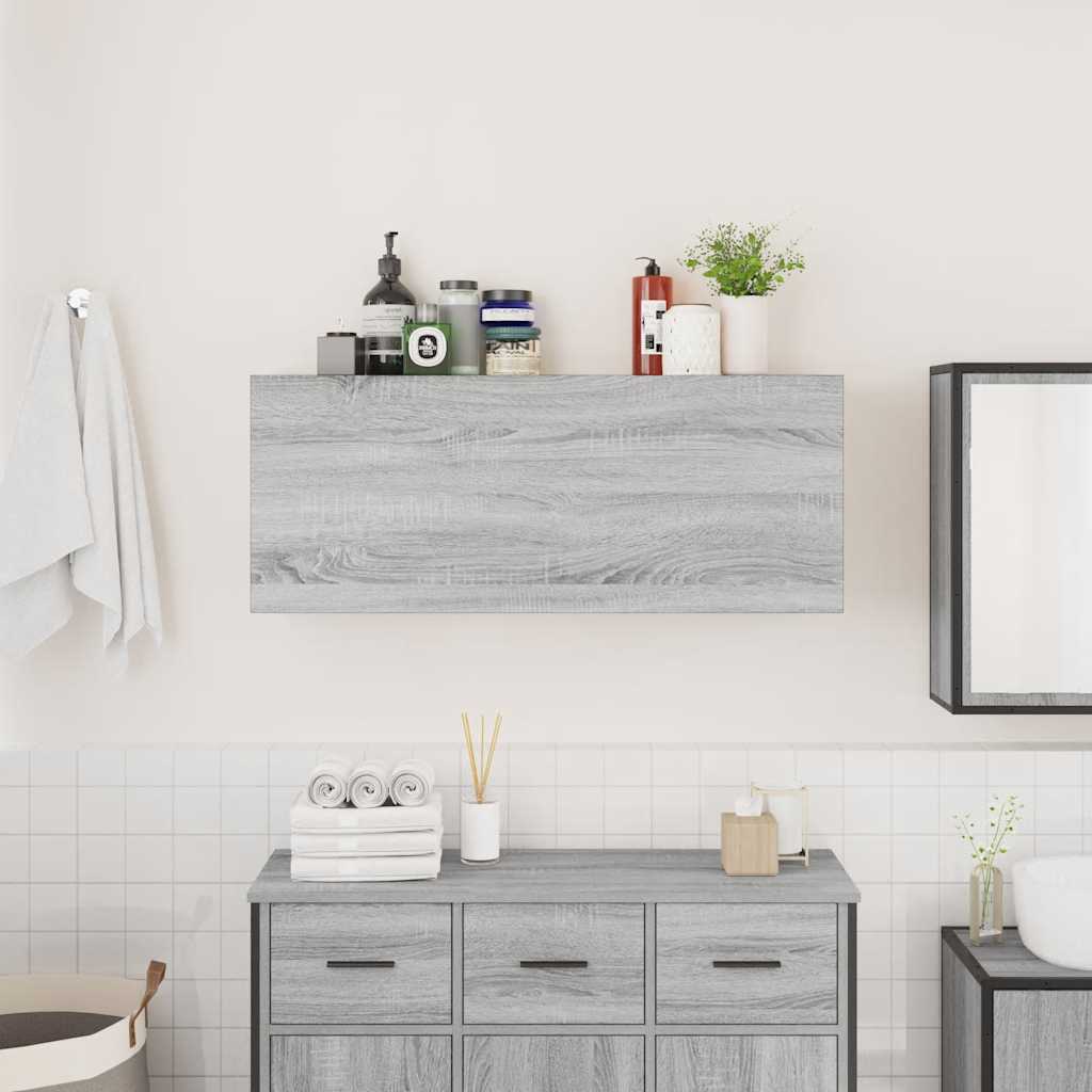 szürke sonoma szerelt fa fali fürdőszobaszekrény 100x25x40 cm