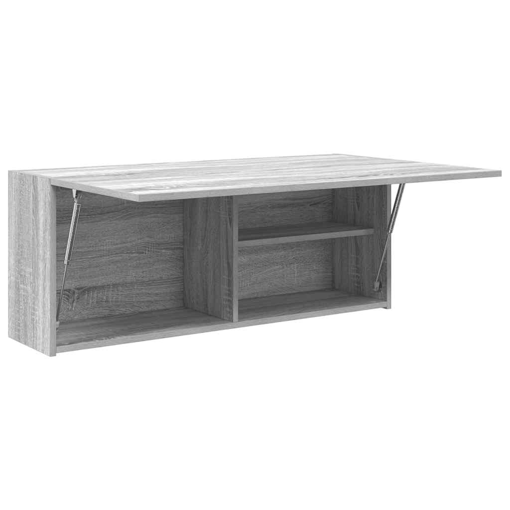 szürke sonoma szerelt fa fali fürdőszobaszekrény 100x25x40 cm