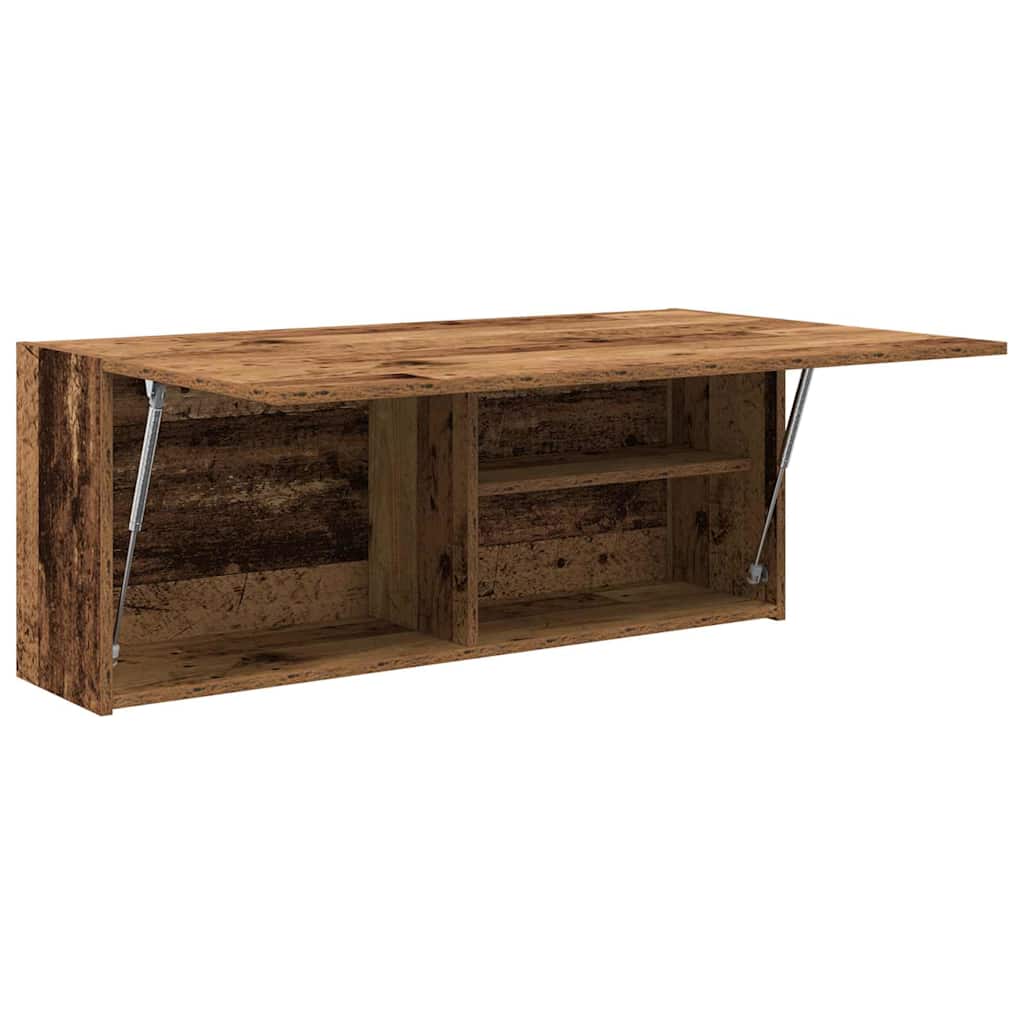 antik fa színű szerelt fa fali fürdőszobaszekrény 100x25x40 cm